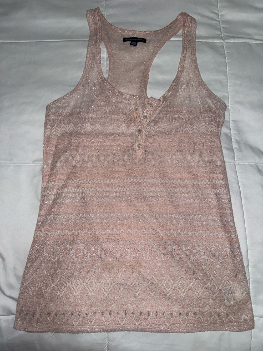 American Eagle Womens Pink Sparkle Racerback Tank
